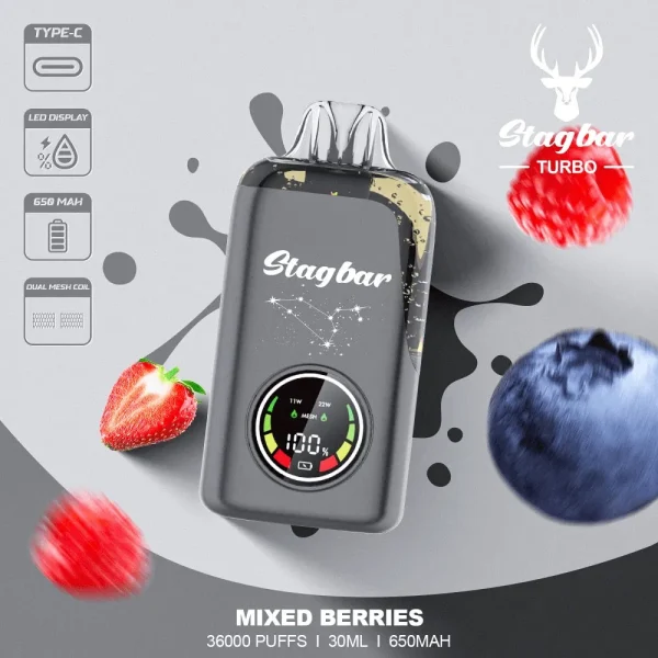 STAG BAR TURBO 36K Puffs Double Vape MIXED BERRIES