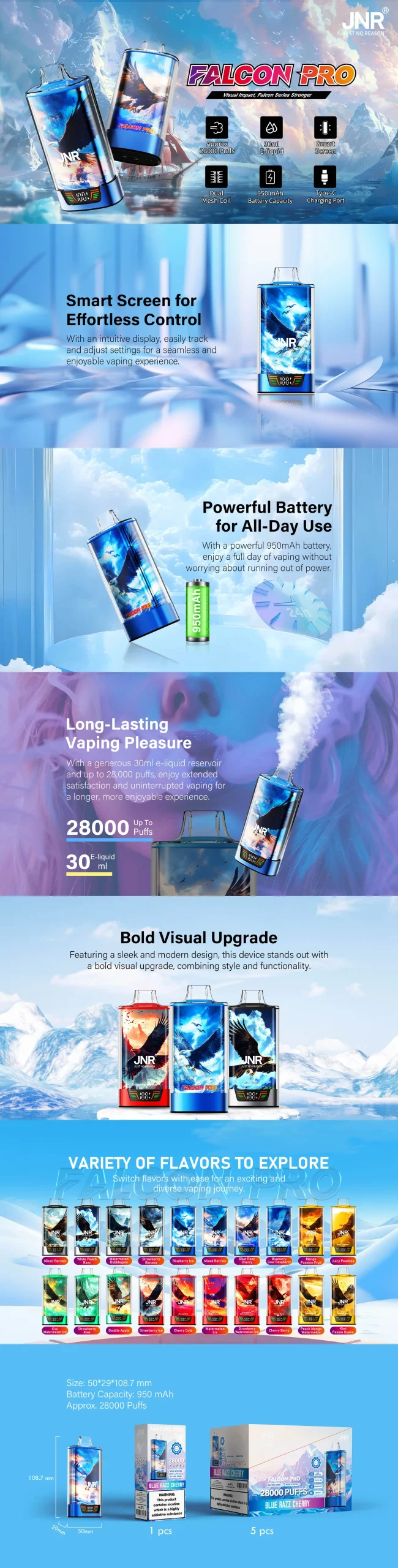 JNR Falcon Pro 28k Puffs Disposable Vape