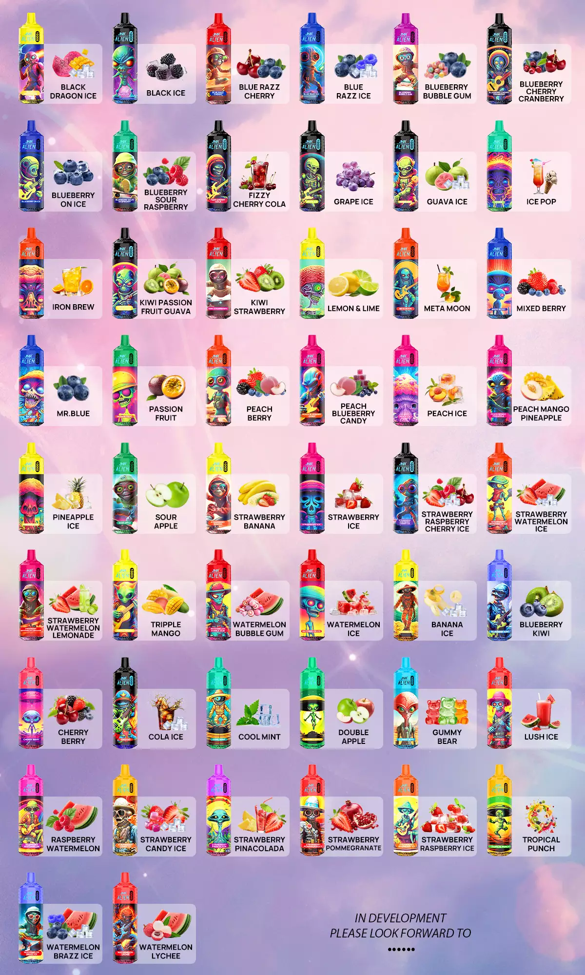 JNR Alien 10000 puffs Disposable Vape Produktgeschmacksauswahl