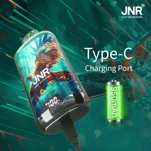 JNR FALCON X PLUS 28000 puffs Refillable Vape Type-C Charging Port