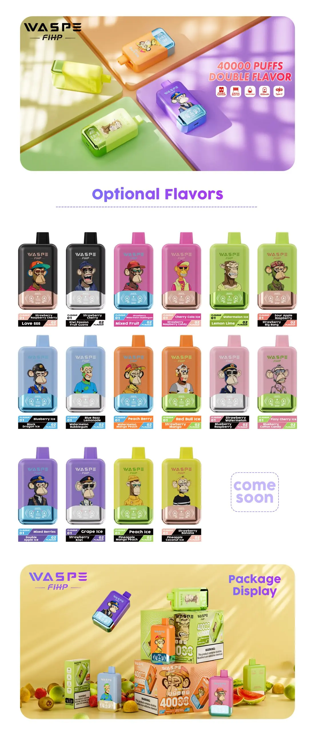 WASPE 40000 PUFFS Double Flavor Disposable Vape