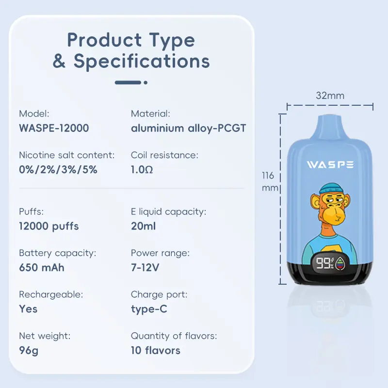 WASPE 12000 Puffs Digital Box Disposable Vape