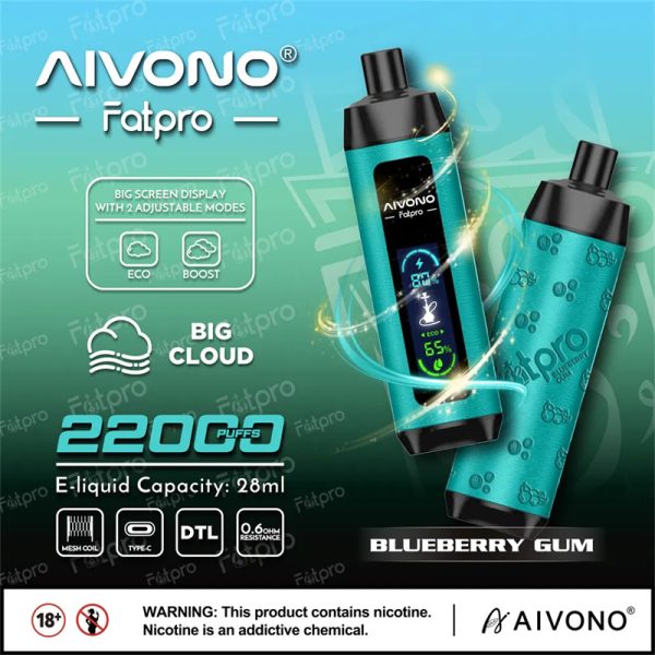 AIVONO Aim FATPRO 22000 Puffs Disposable Vape BLUEBERRY GUM