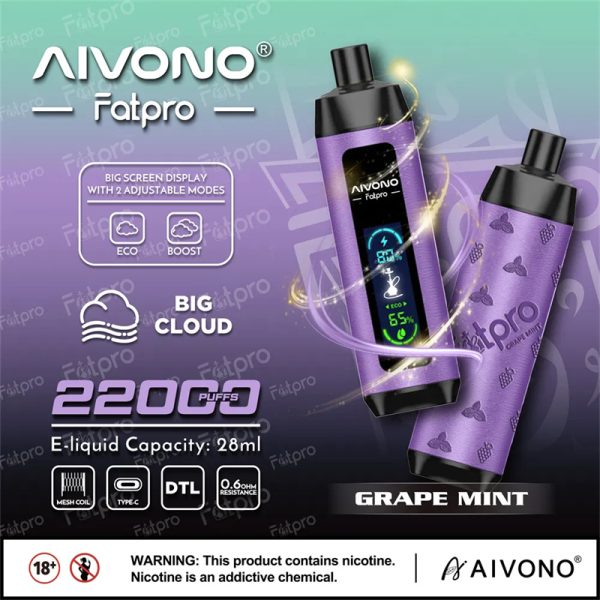 AIVONO Aim FATPRO 22000 Puffs Disposable Vape GRAPE MINT