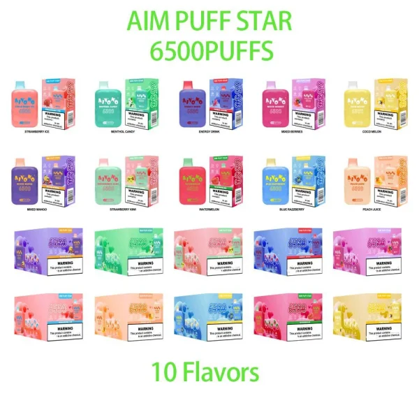 Aivono AIM Puffstar 6500 Puffs Disposable Vape Packaging flavor display picture