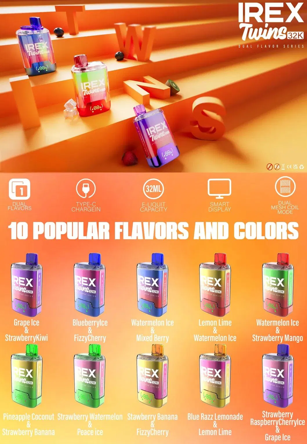 IREX VAPE TWINS 32000 Puffs Disposable Vape Product Advertising