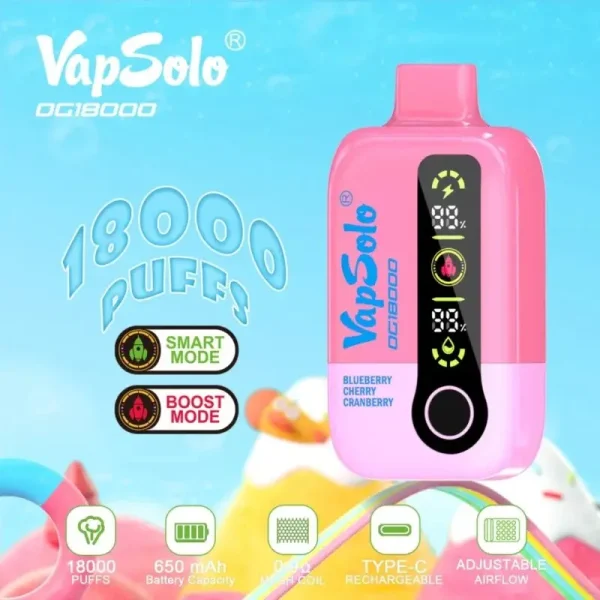 Vapsolo DG18000 Puffs Disposable Vape Product Features