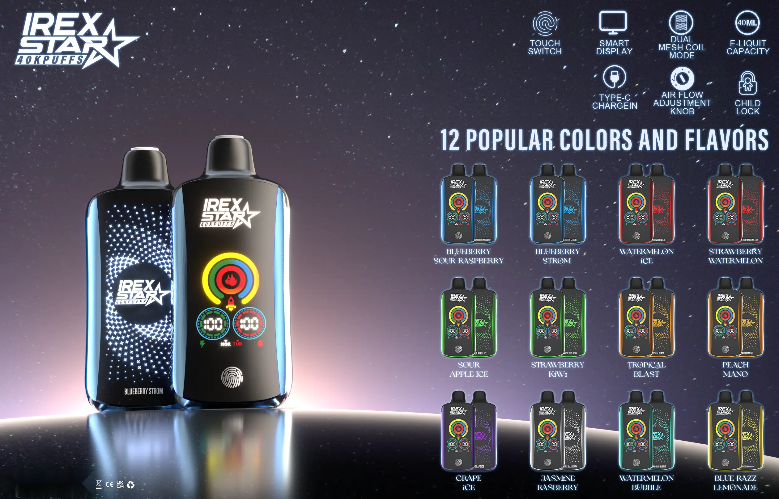 IREX star 40000 Puffs Disposable Vape Product Introduction