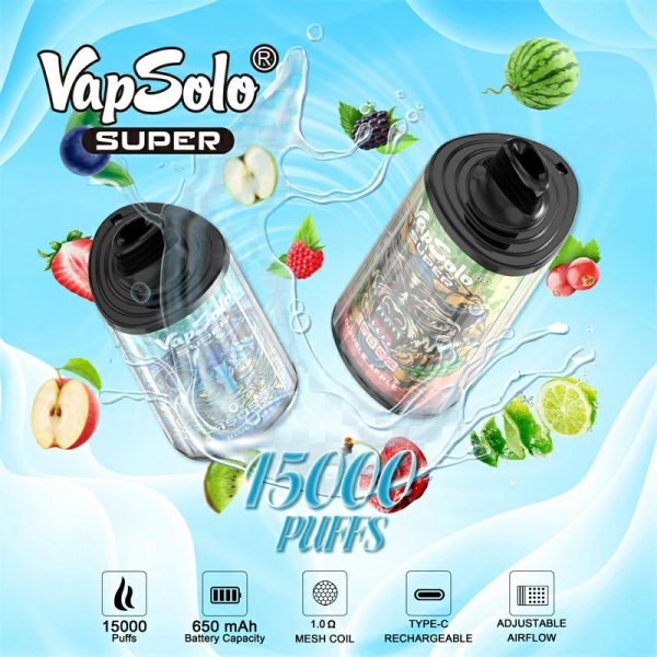 Vapsolo Super 15000 Puffs Disposable Vape Product function display