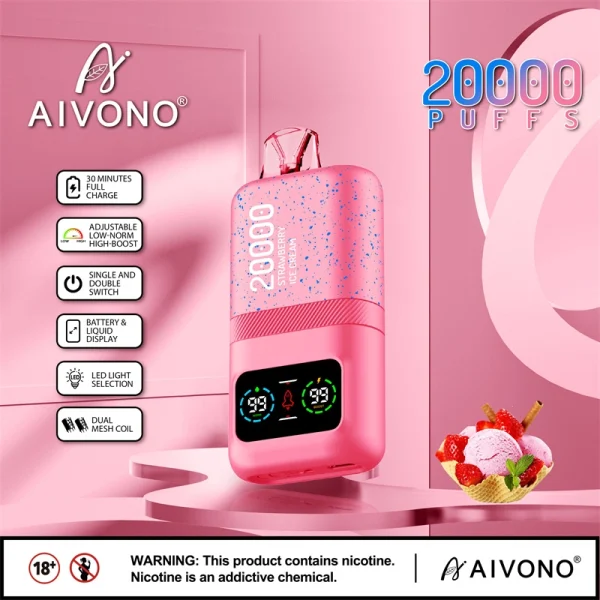 AIVONO 20000 Puffs Double Vape STRAWBERRY ICE CREAM