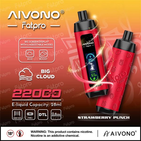 AIVONO Aim FATPRO 22000 Puffs Disposable Vape STRAWBERRY PUNCH