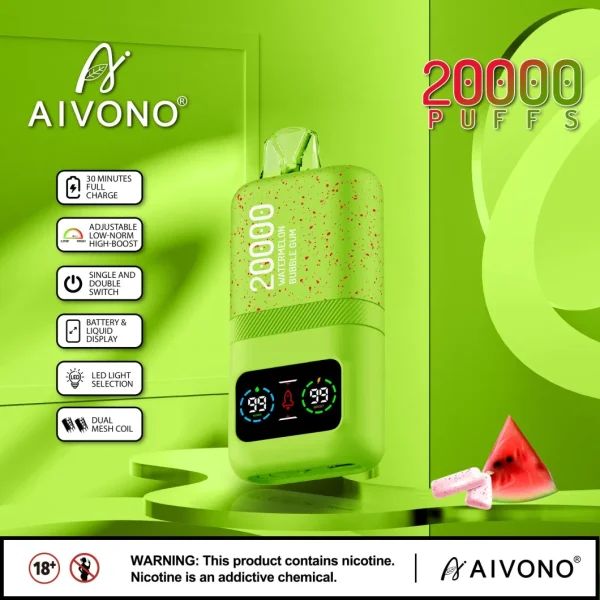 AIVONO 20000 Puffs Double Vape WATERMLON BUBBLE GUM