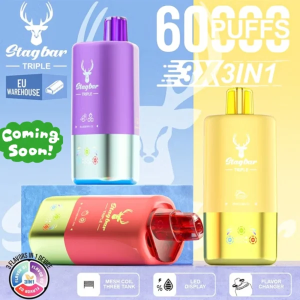 STAG BAR Triple 60K Puffs 3-in-1 Flavors Disposable Vape Products