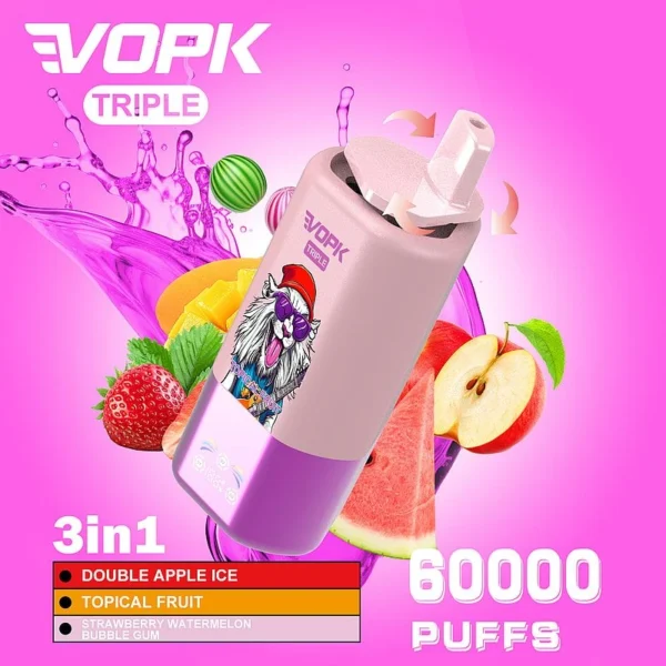 VOPK-TRIPE 60000PUFFS Disposable Vape DOUBLE APPLE ICE