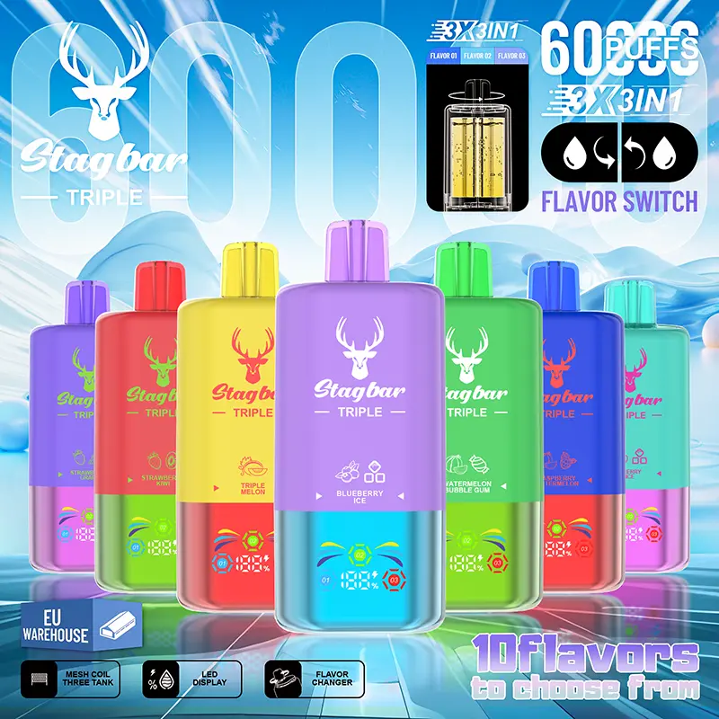 STAG BAR Triple 60K Puffs 3-in-1 Flavors Disposable Vape Product Features