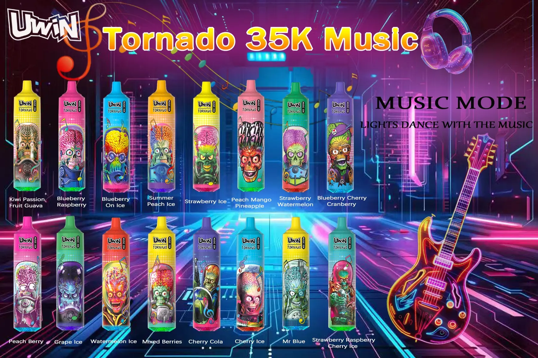 UWIN TORNADO 35K MUSIC DISPOSABLE VAPE Product display