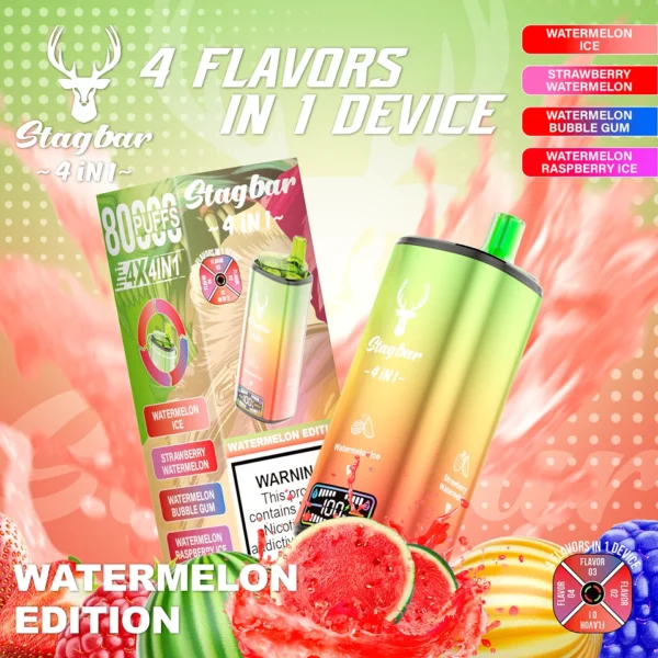 Stag Bar 80000 Puffs 4in 1 Disposable Vape WATERMELON EDITION