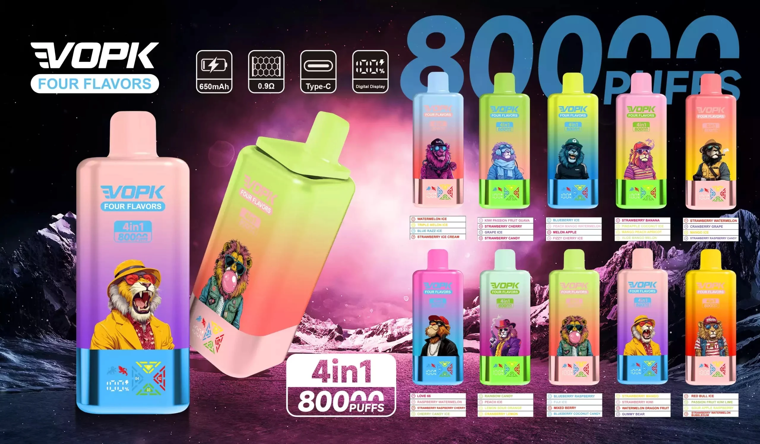 VOPK 80K Puffs 4-in-1 Disposable Vape
