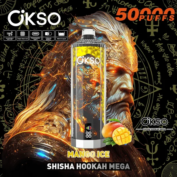 OKSO Shisha 50K Puffs Hookah Mega Disposable Vape Mango Ice