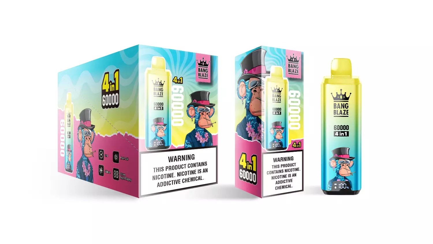 Bang Blaze 60000 Puffs 4-in-1 Disposable Vape Product Packaging