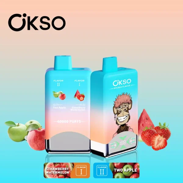 OKSO Dual Flavor 60000 Puffs Disposable VapeStrawberry Watermelon & Two Apple