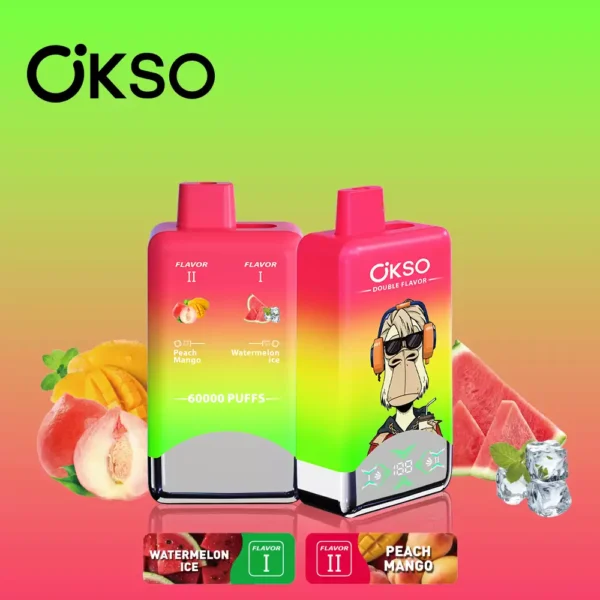 OKSO Dual Flavor 60000 Puffs Disposable VapeWatermelon Ice & Peach Mango