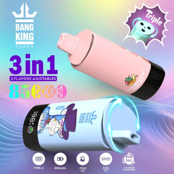 Bang King Triple 85000 85K Puffs 3 In 1 Flavors Switch Disposable Vape - Image 3
