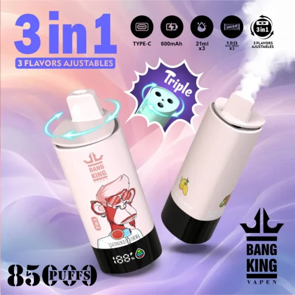 Bang King Triple 85000 85K Puffs 3 In 1 Flavors Switch Disposable Vape - Image 5