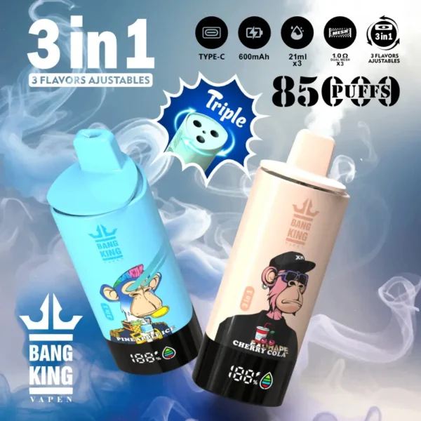 Bang King Triple 85000 85K Puffs 3 In 1 Flavors Switch Disposable Vape - Image 6