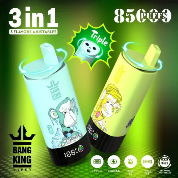 Bang King Triple 85000 85K Puffs 3 In 1 Flavors Switch Disposable Vape - Image 7